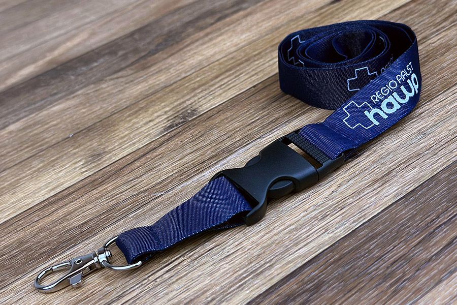 Dubbellaagse en fijngeweven lanyard in blauw voor Regio Aalst hawp